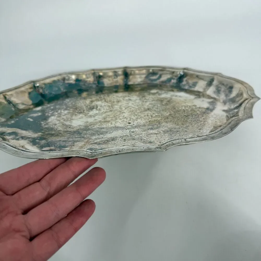 Vintage International Silver Co. Chippendale Scalloped Serving Tray 14'' Silver